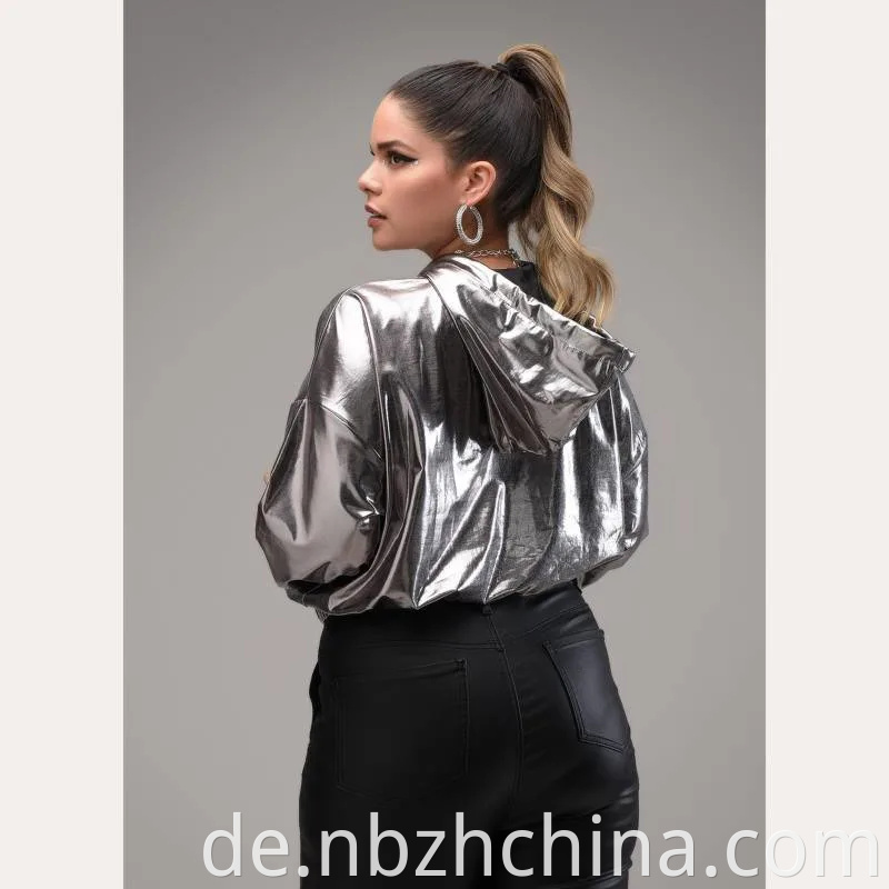 Womens Shinning Silver Coated Sweatshirts